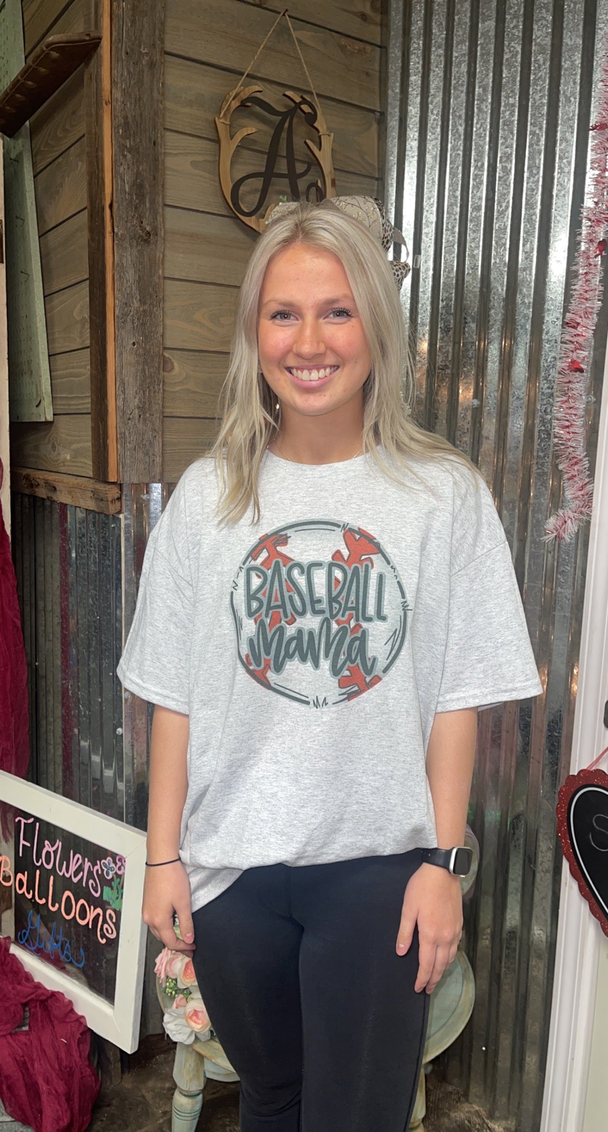 Baseball Mama on ASH T Shirt