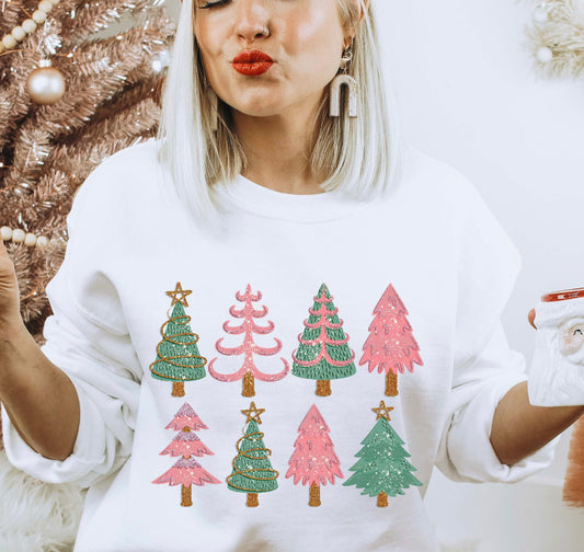 Pink Christmas Sweatshirt on White