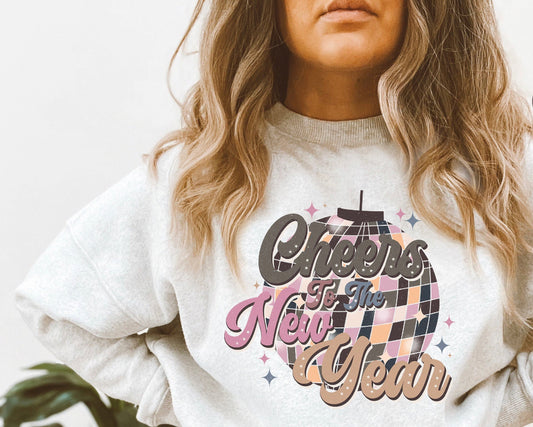 Cheers to the New Year on White Sweatshirt