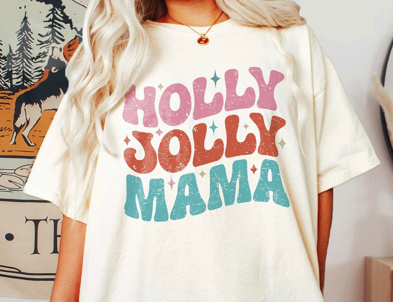 Holly Jolly Mama on White