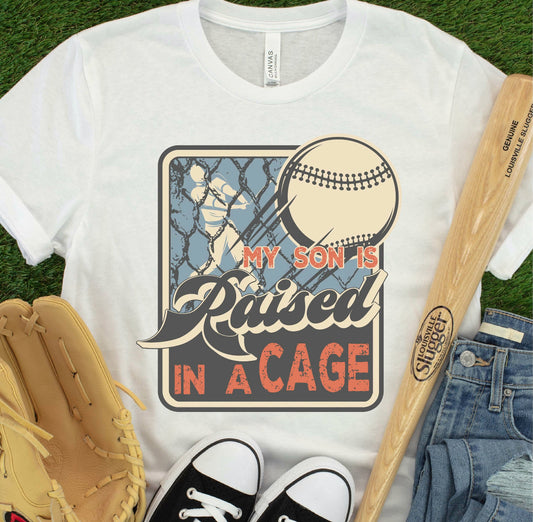 BB Raised in a Cage on White T Shirt