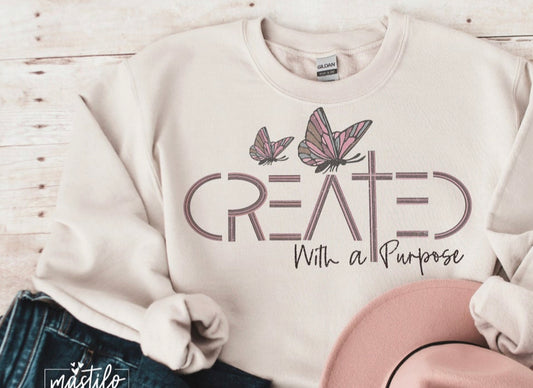 Created with a Purpose on White T Shirt