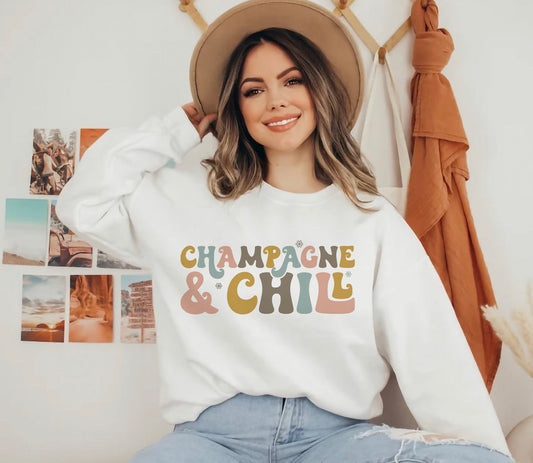 Champagne and Chill Sweatshirt on White