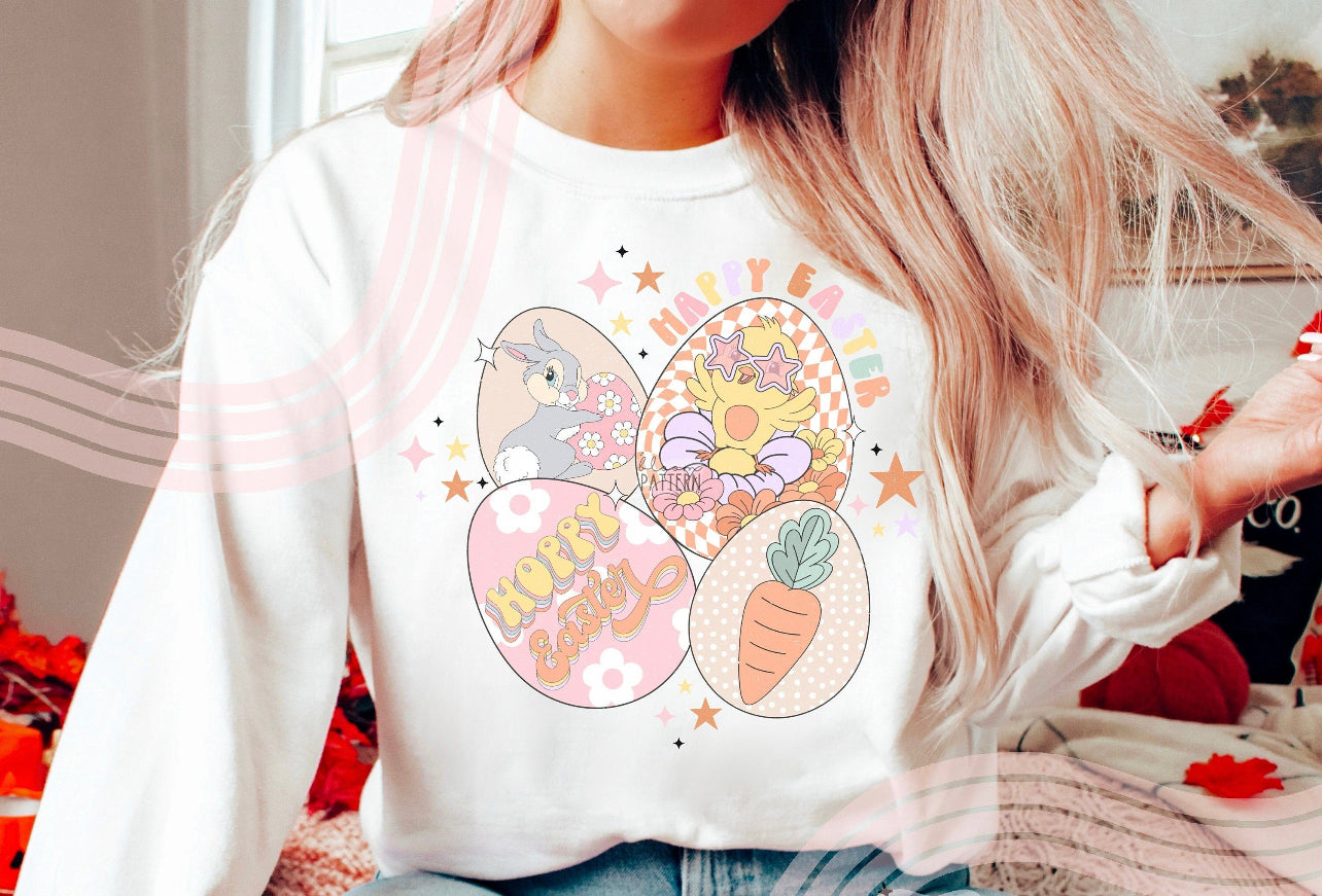 Retro Easter Shirt on White T Shirt