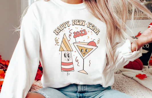 Happy New Year 1 on a White Sweatshirt